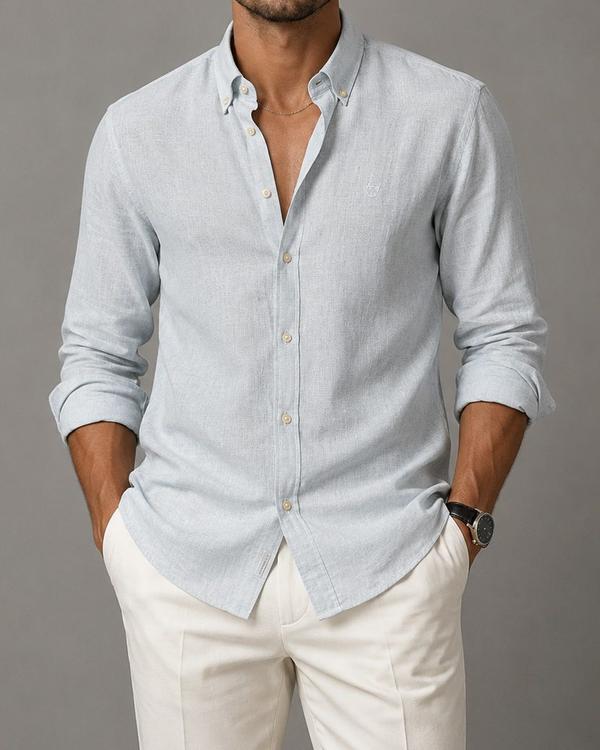 Button-Down Linen Shirt – Sky Blue