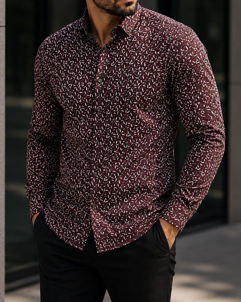 Pattern Shirt – Burgundy (Copy) gallery.thumbnail 2