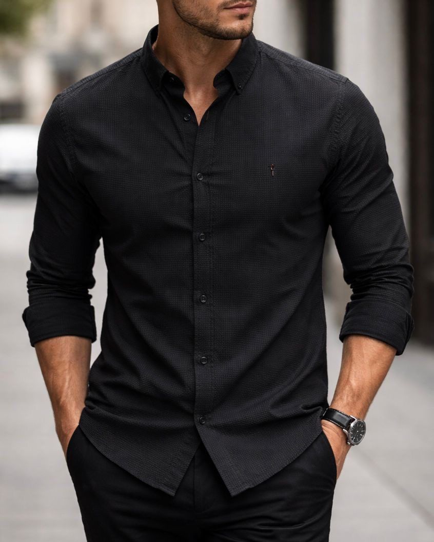 Classic Texture Shirt – Black 1