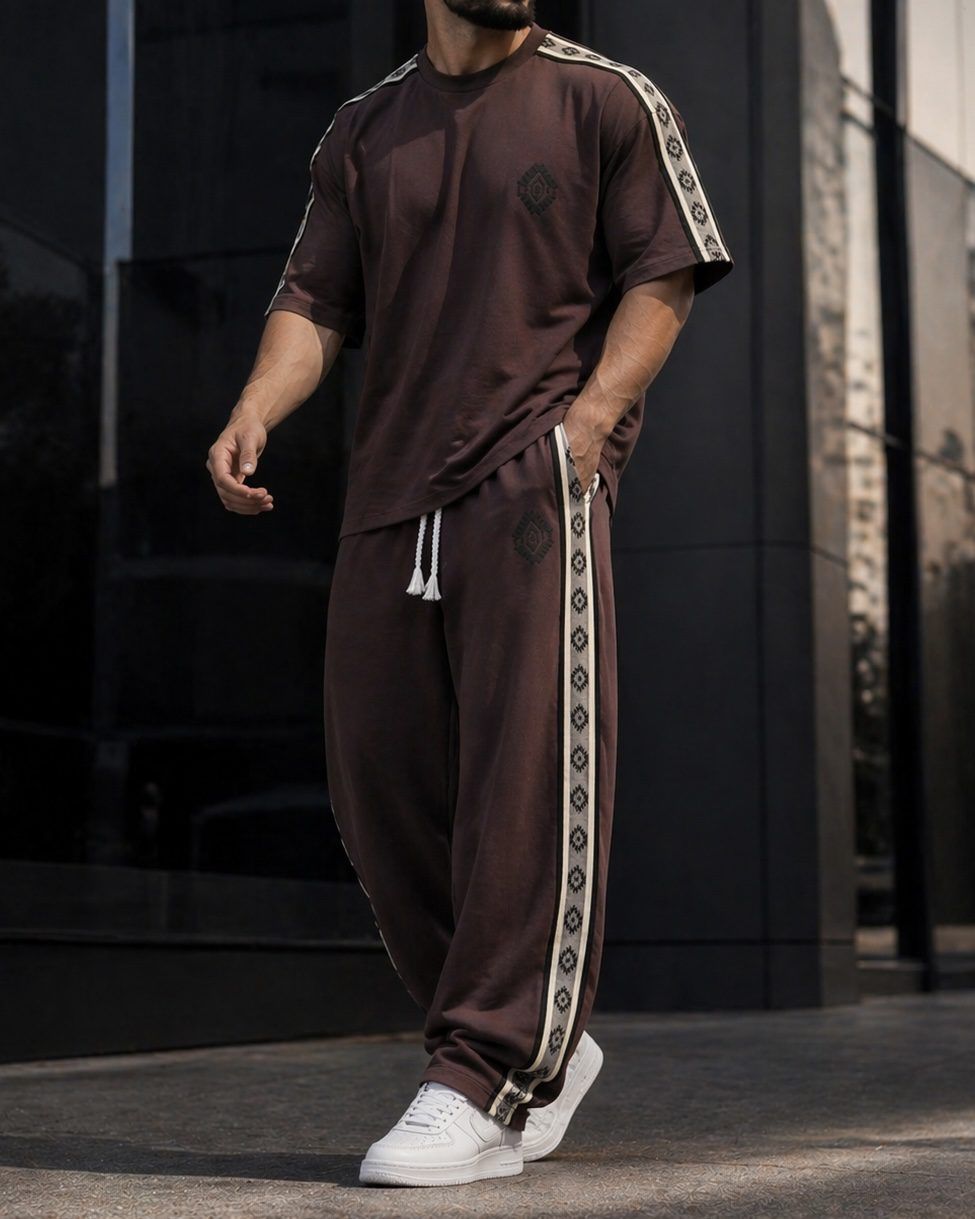 T-shirt and Trousers Set – Brown gallery.thumbnail 1