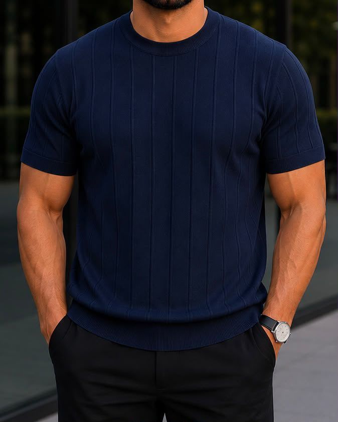 Navy Blue Knit T-Shirt 1