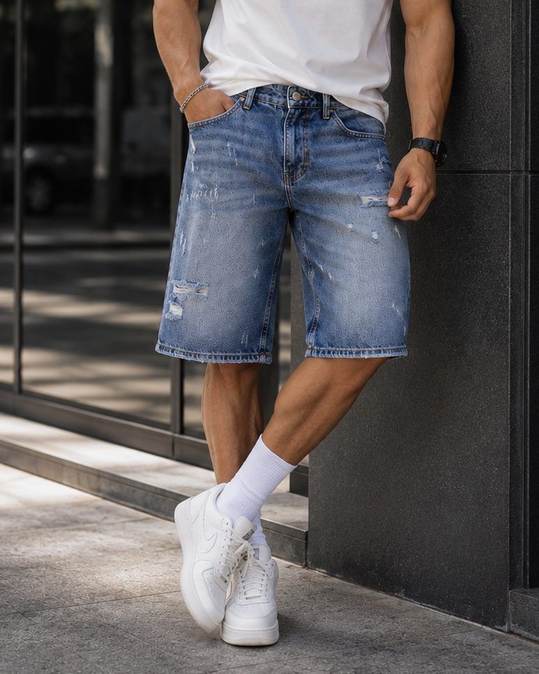 Distressed Denim Shorts – Light Blue gallery.thumbnail 2