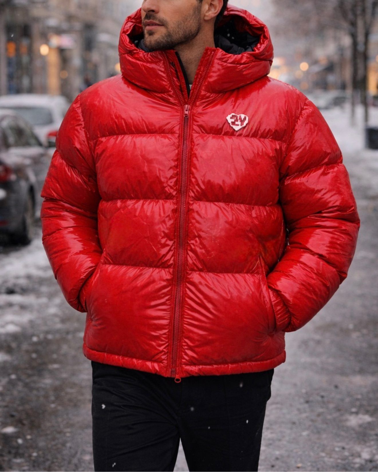 Hooded Puffer Jacket – Glossy Red gallery.thumbnail 2