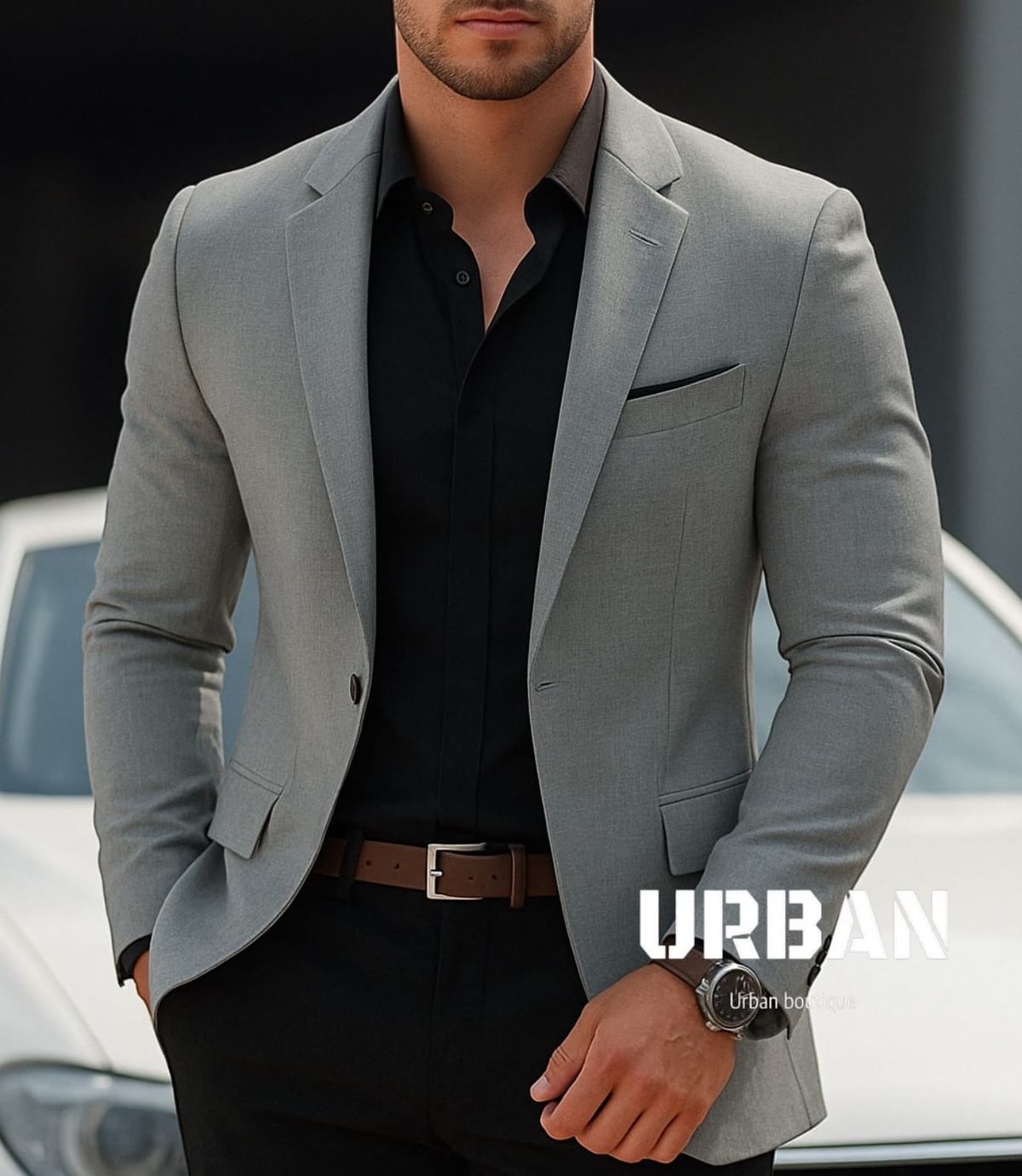 Light Grey Slim Fit Blazer 1