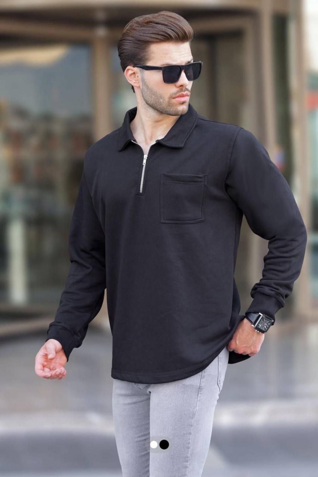Black Half-Zip Sweater gallery.thumbnail 1