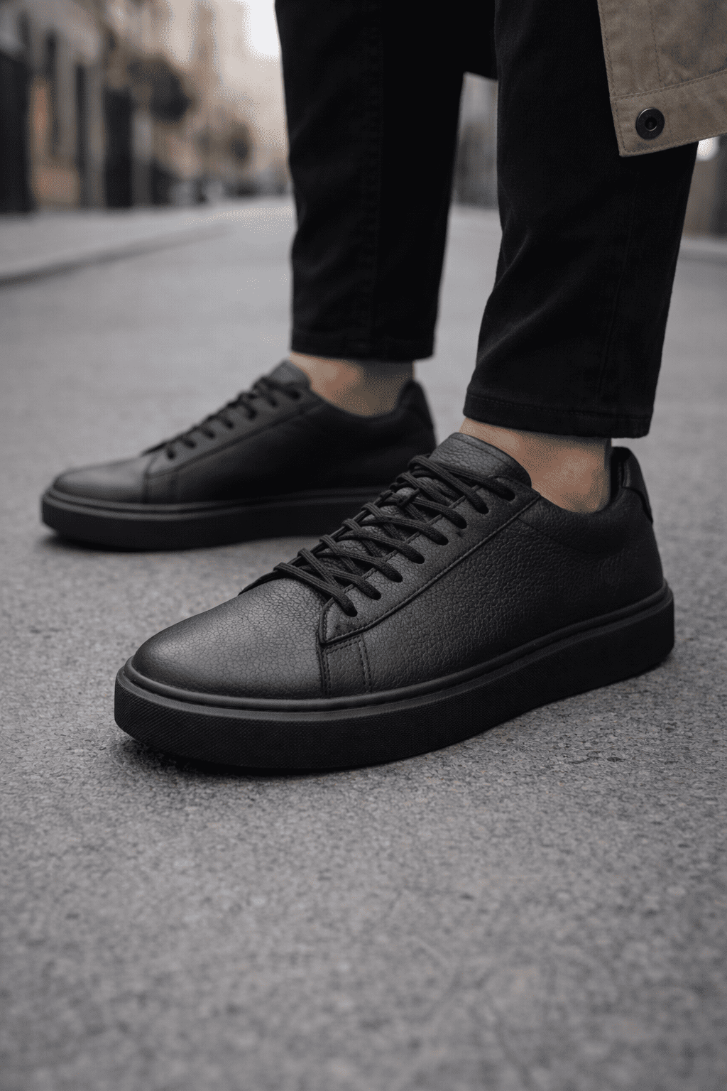 Essential Leather Sneakers – Black gallery.thumbnail 3