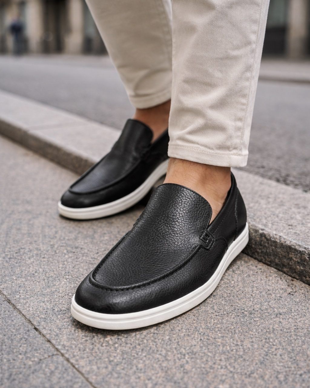 Leather Slip-On Loafers – Black 1