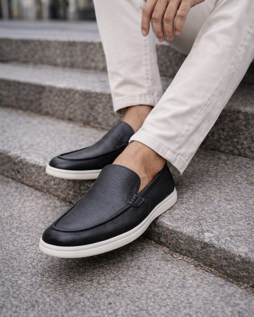 Leather Slip-On Loafers – Black 2
