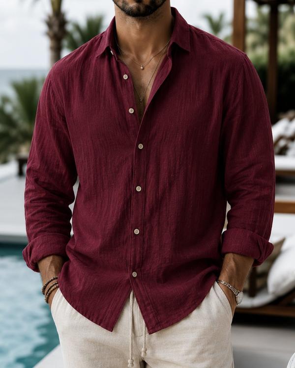 Essential Linen Shirt – Burgundy