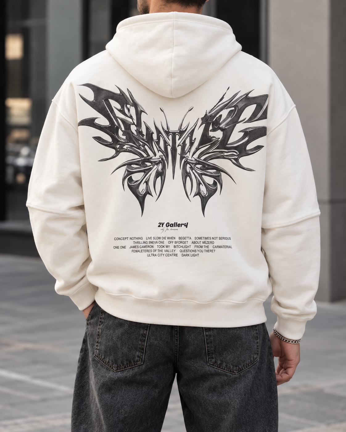 White Tribal Graphic Hoodie gallery.thumbnail 2