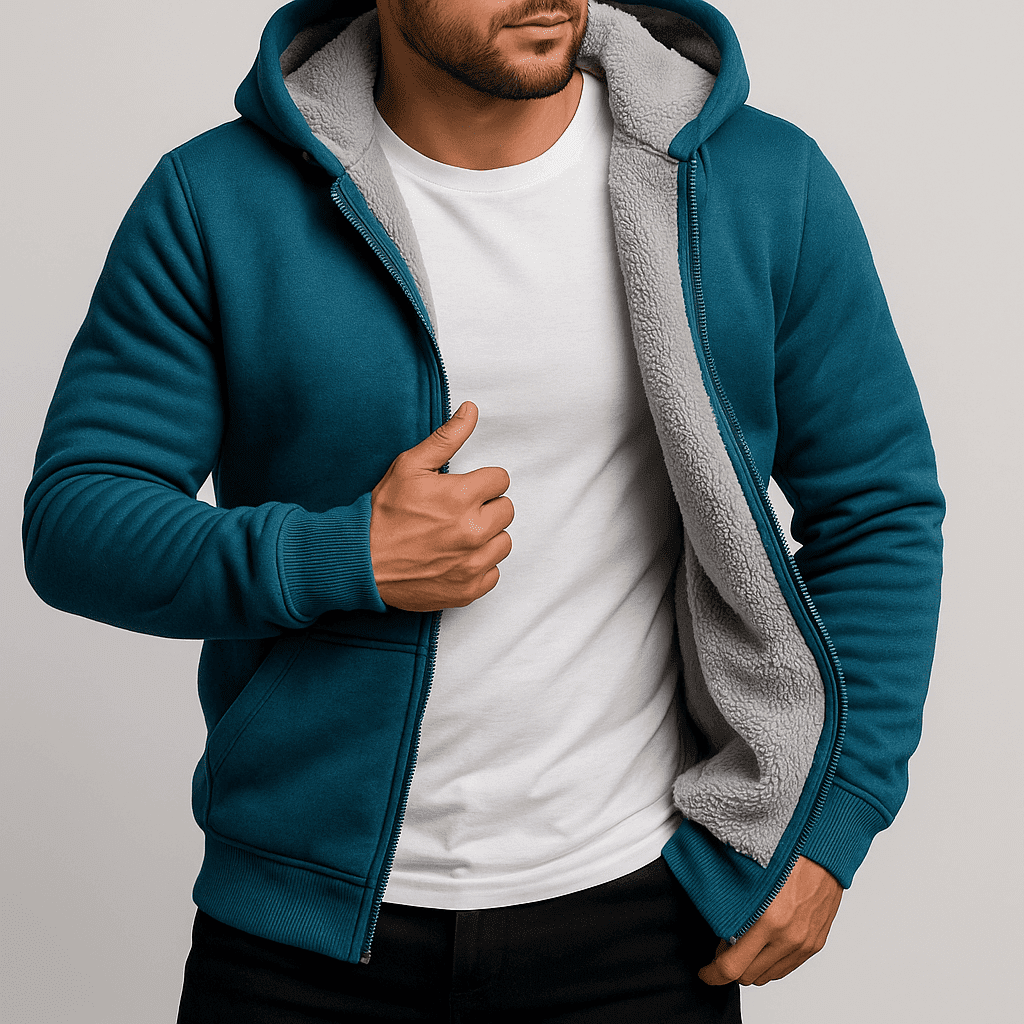 Teal Blue Thermal Hoodie gallery.thumbnail 1
