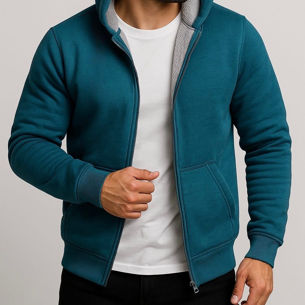 Teal Blue Thermal Hoodie gallery.thumbnail 2