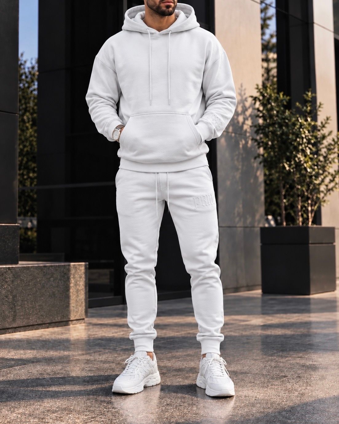 Ice Grey Premium Hoodie Tracksuit Set 1