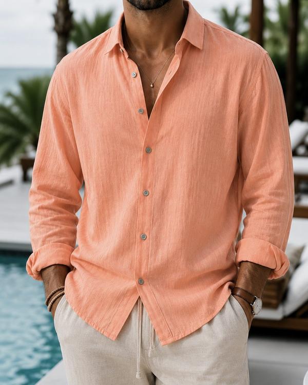 Essential Linen Shirt – Soft Orange