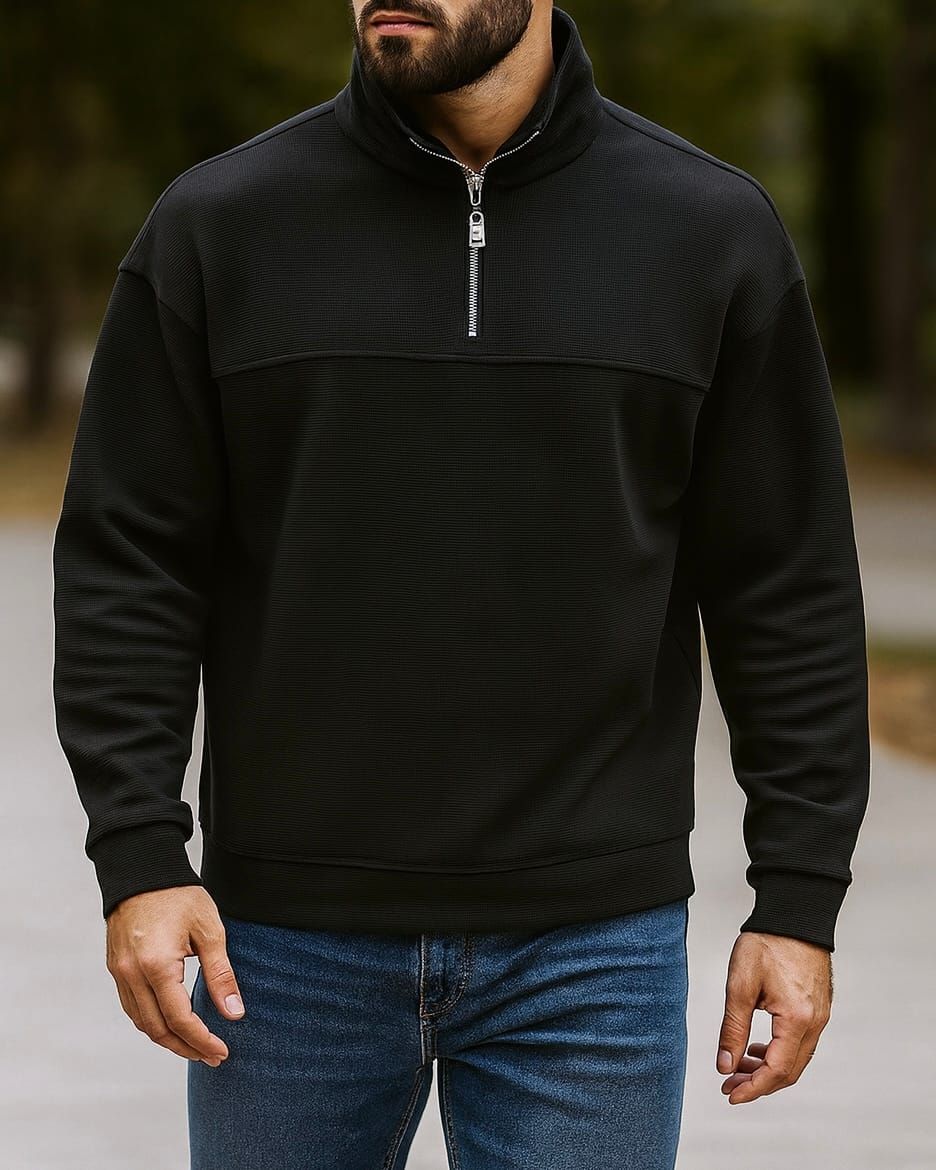 Black Half-Zip Sweatshirt gallery.thumbnail 1