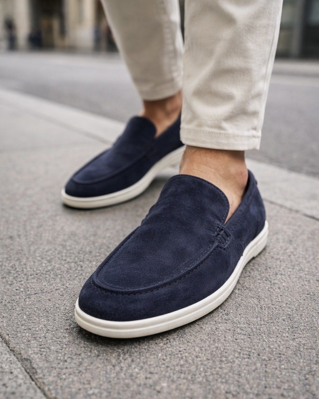 Suede Slip-On Loafers – Navy 1
