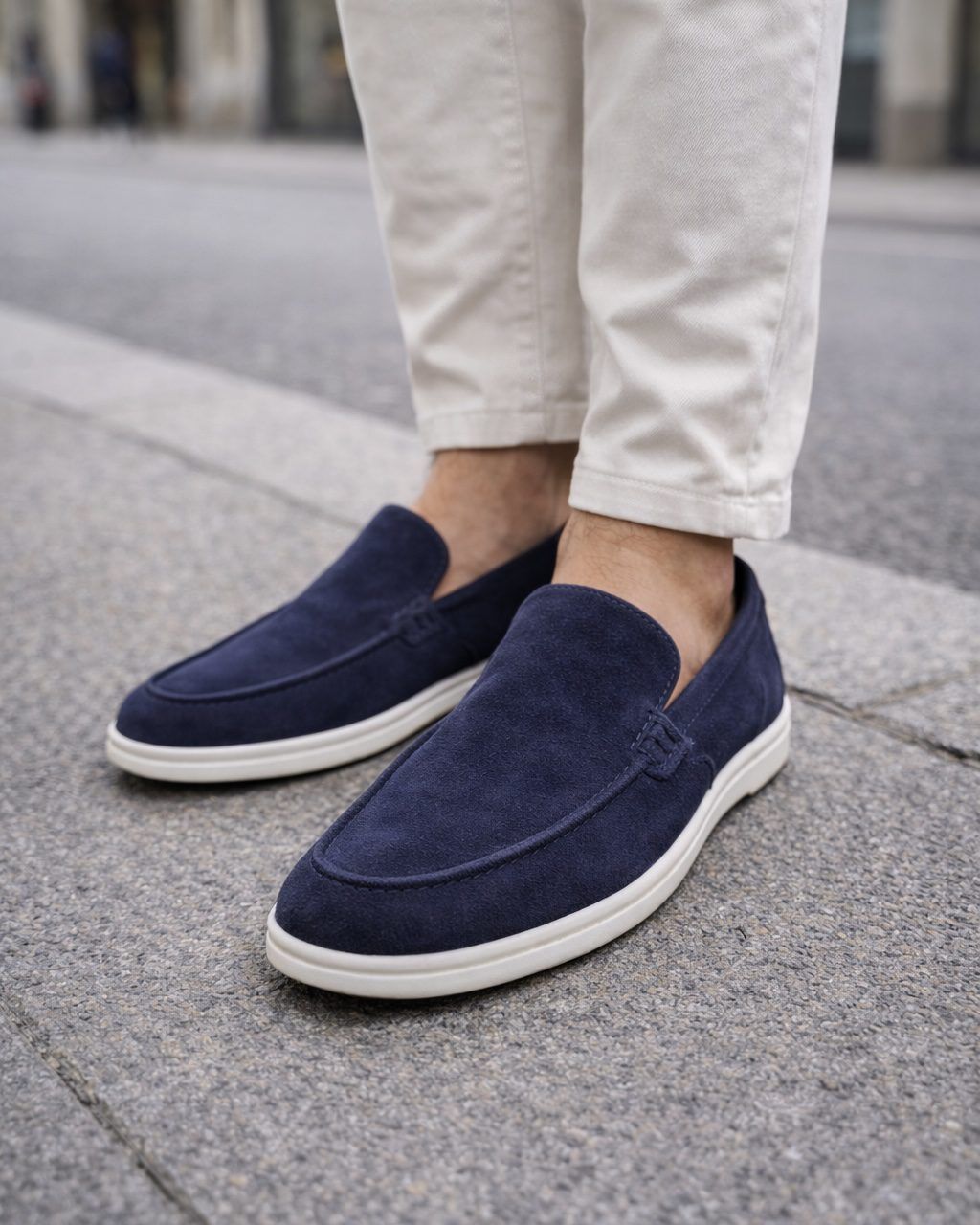 Suede Slip-On Loafers – Navy gallery.thumbnail 2