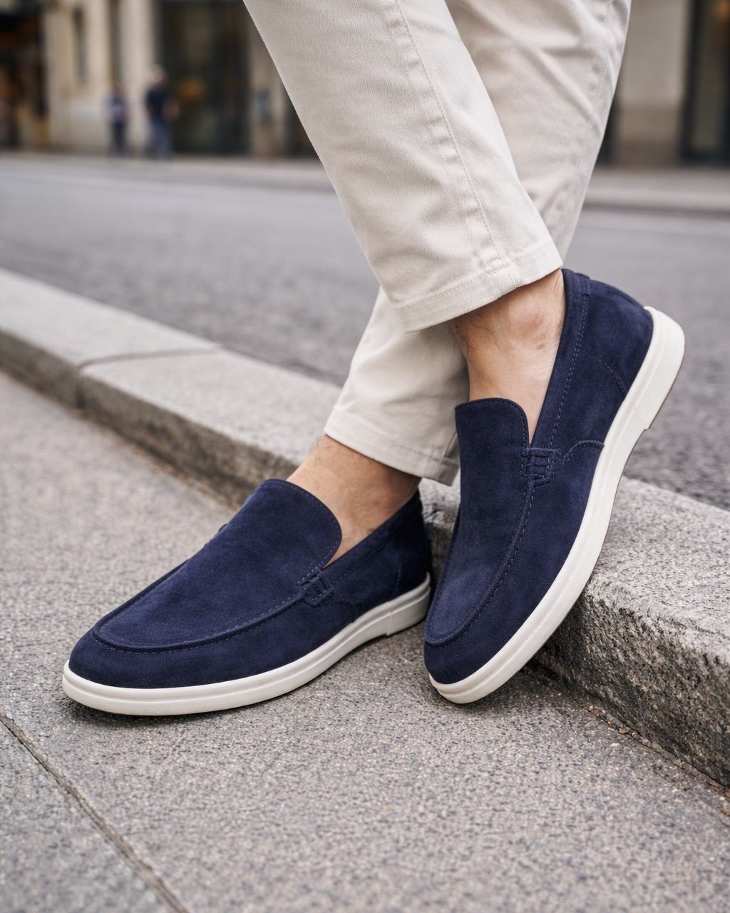 Suede Slip-On Loafers – Navy gallery.thumbnail 3