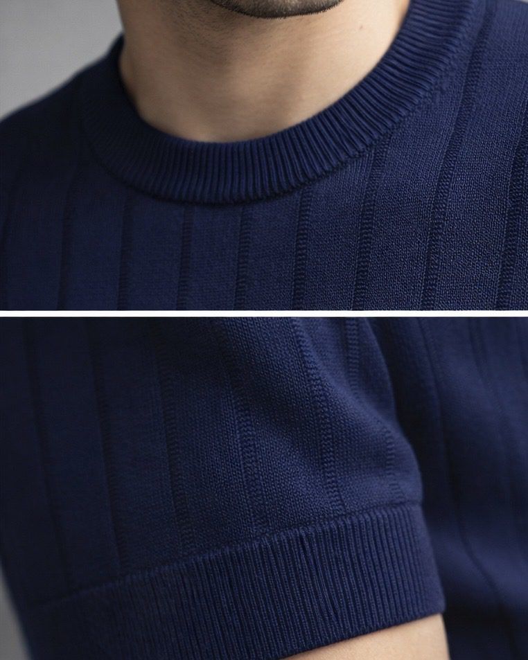 Textured Knit T-Shirt – Deep Navy gallery.thumbnail 2