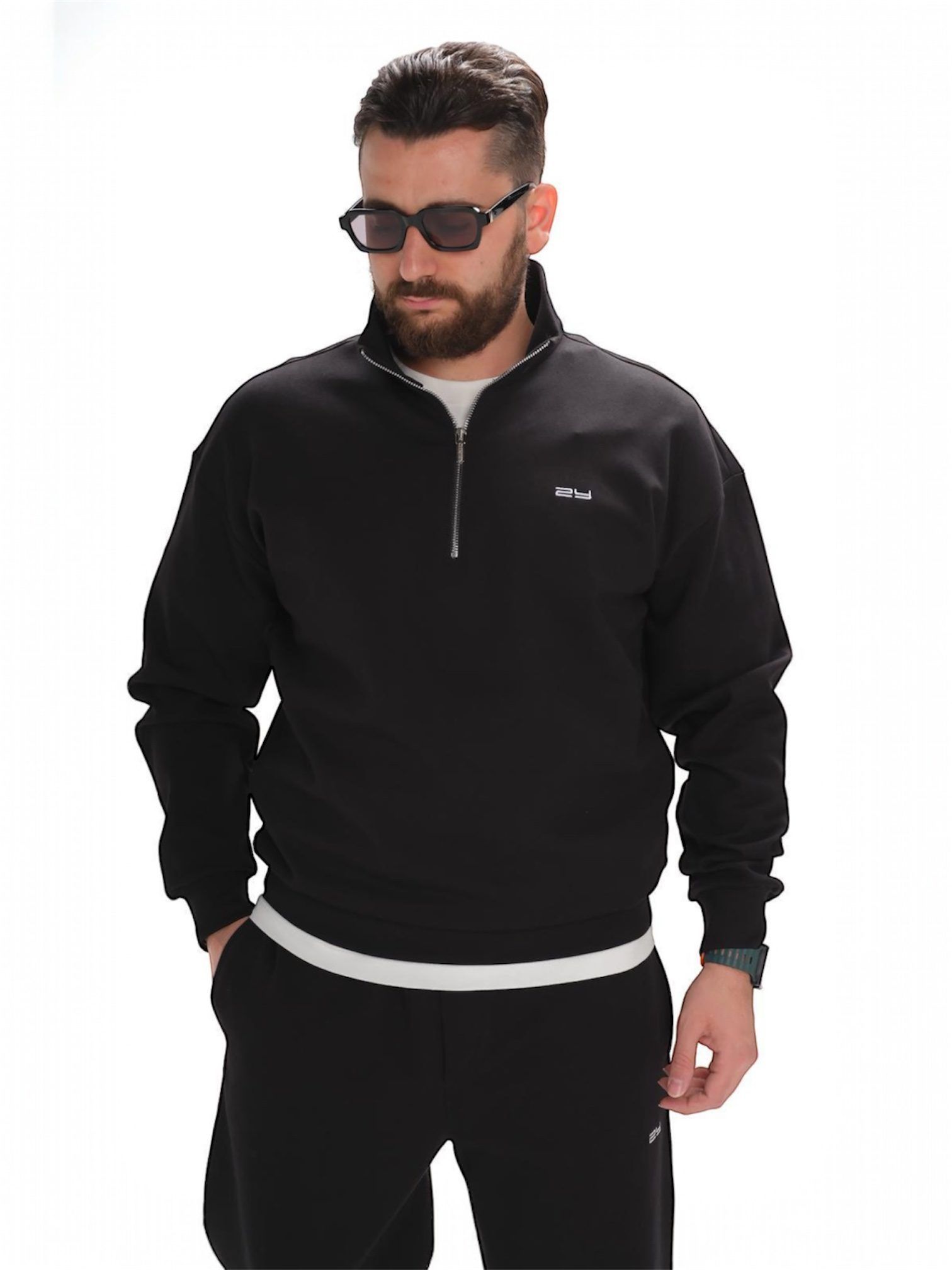 ESSENTIAL 1/4 ZIP TRACKSUIT SET – BLACK gallery.thumbnail 2