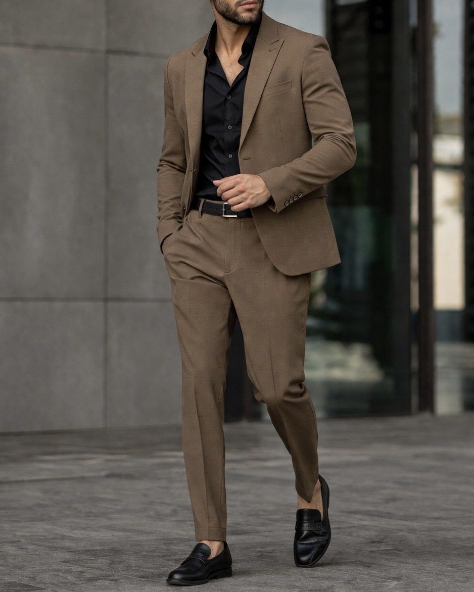 Slim Fit 2-Piece Suit – Brown gallery.thumbnail 1