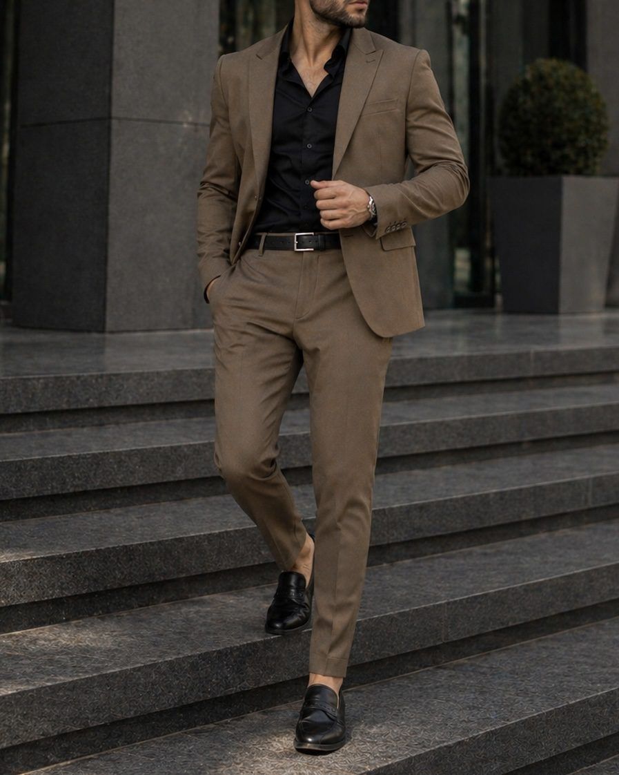 Slim Fit 2-Piece Suit – Brown gallery.thumbnail 2
