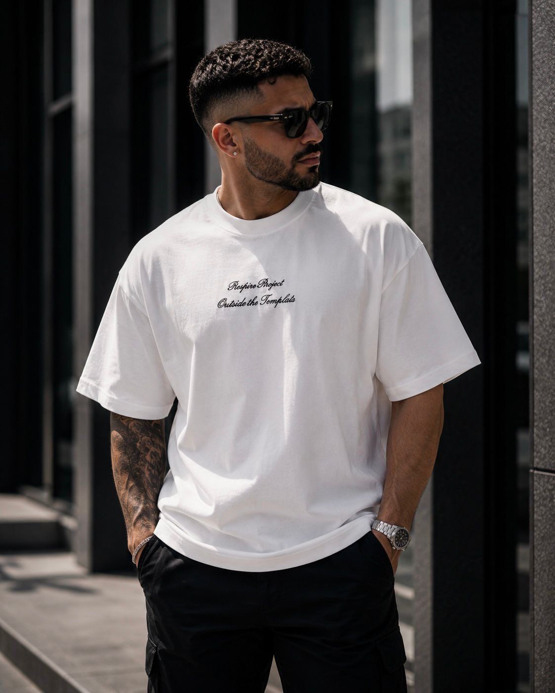 Oversized Statement Graphic T-Shirt – White 1