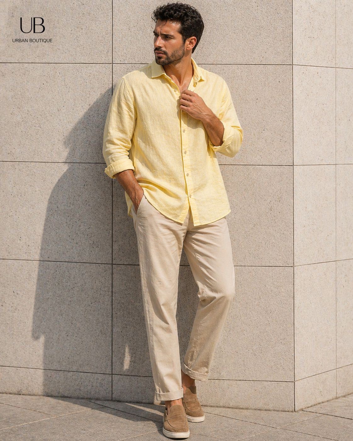 Essential Linen Shirt – Soft Yellow gallery.thumbnail 2
