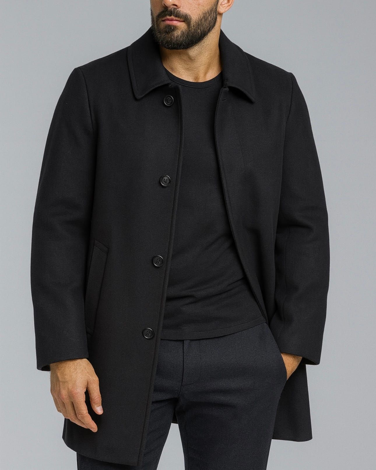 CLASSIC WOOL OVERCOAT – BLACK gallery.thumbnail 2