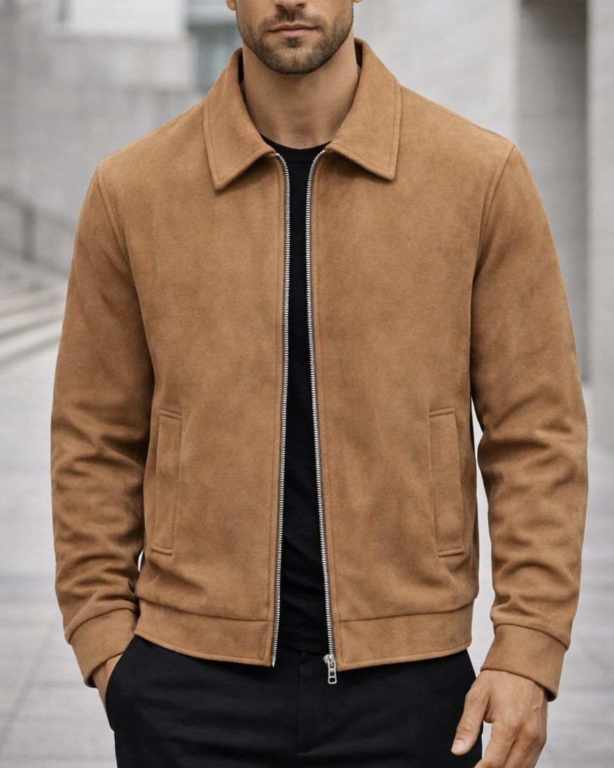 Suede Style Jacket – Camel gallery.thumbnail 2