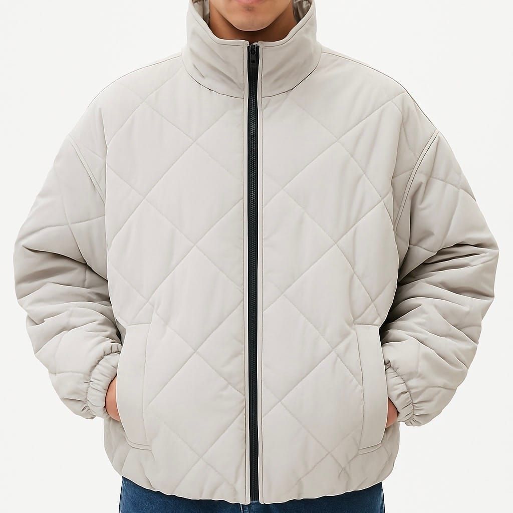 Ice Grey Quilted Puffer Jacket gallery.thumbnail 1