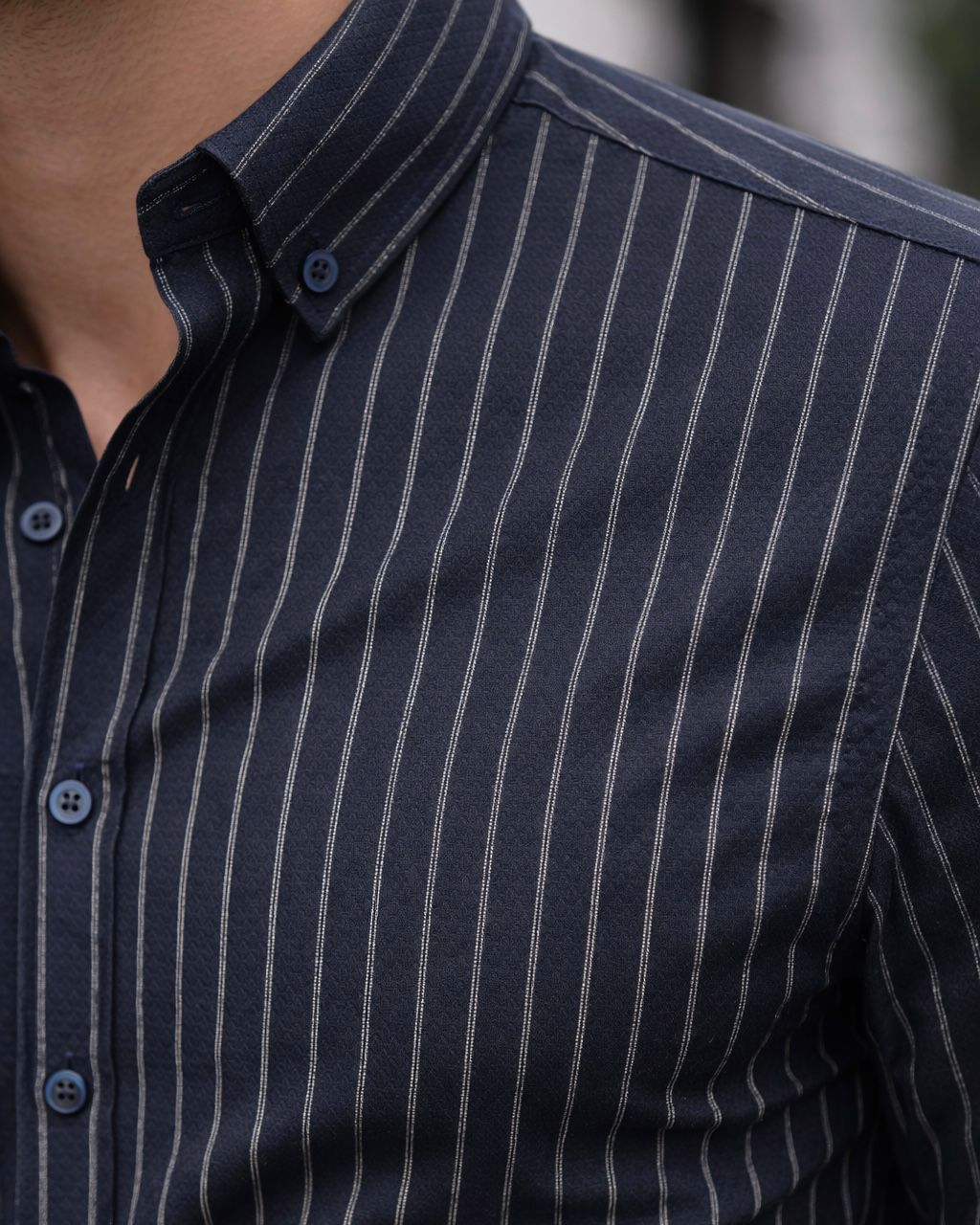Classic Stripe Texture Shirt – Navy gallery.thumbnail 2