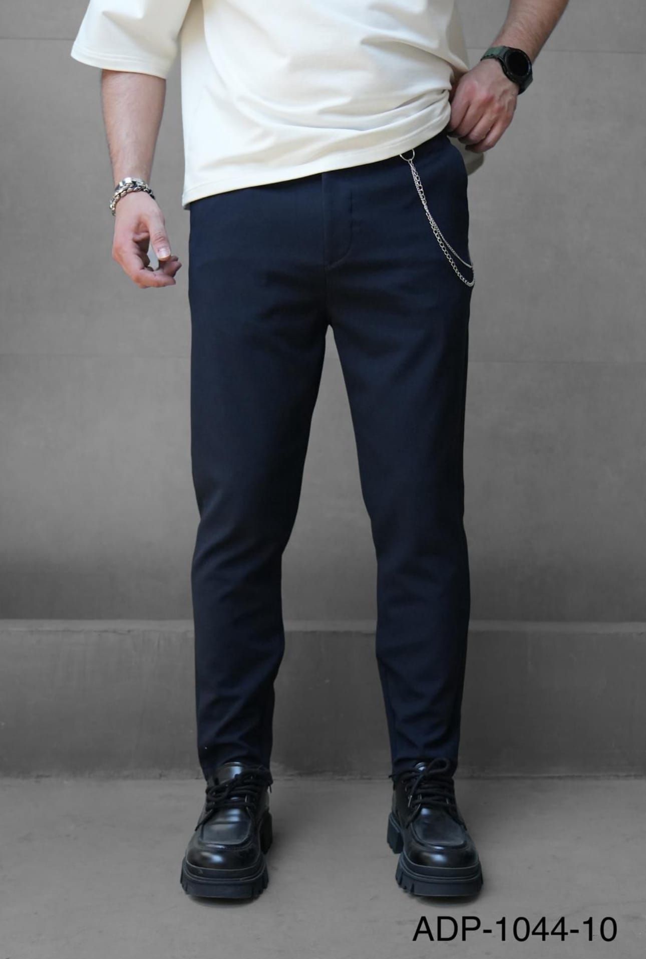 Navy Slim-Fit Pants gallery.thumbnail 1