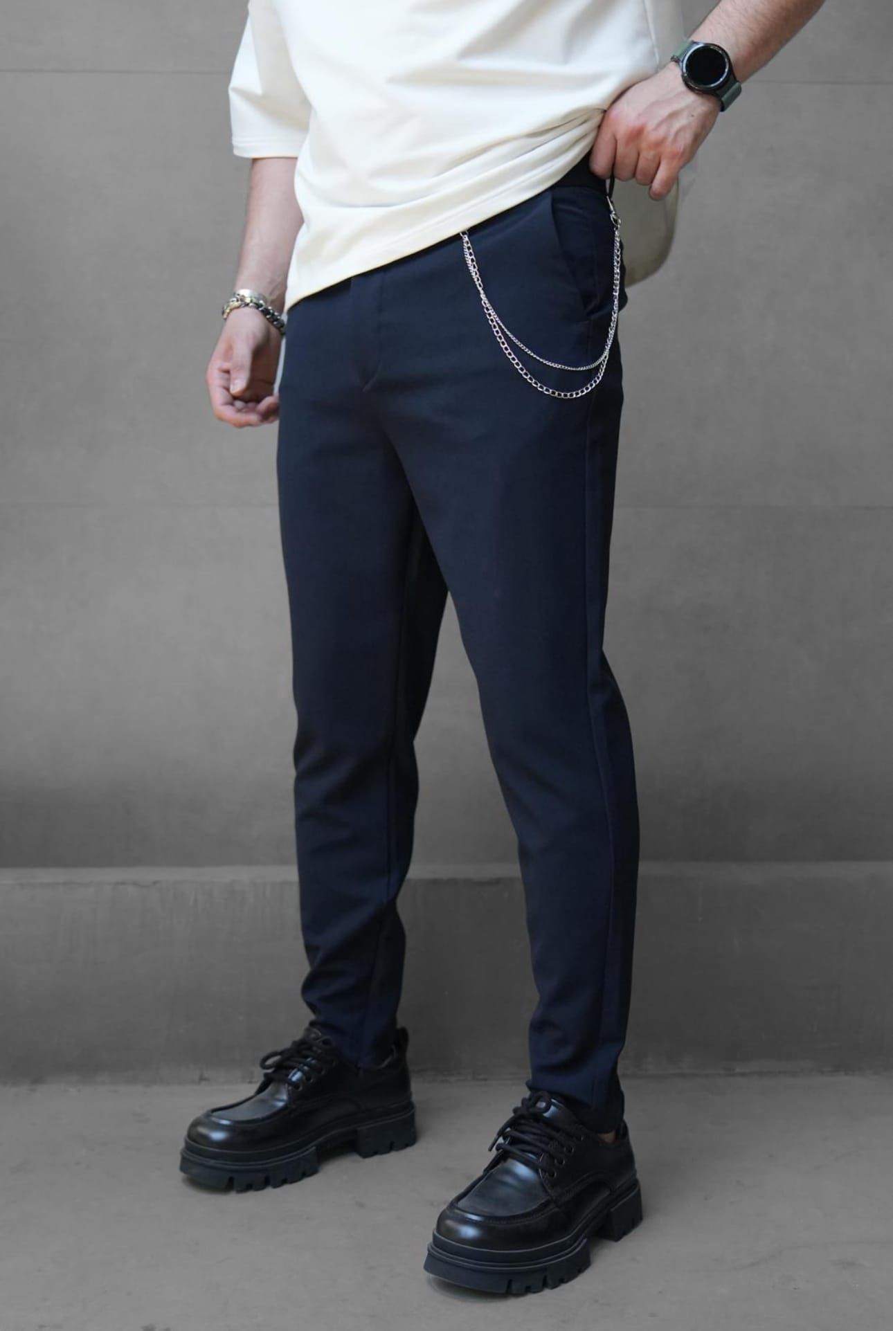 Navy Slim-Fit Pants gallery.thumbnail 2