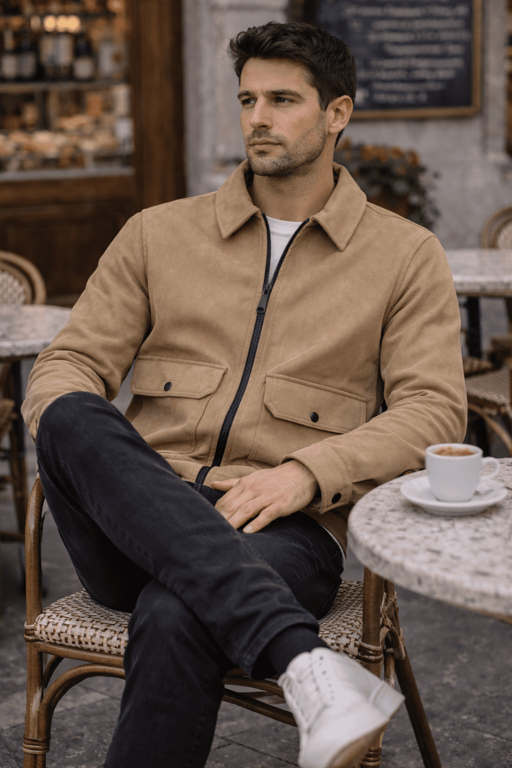 Men’s Urban Zip Jacket – Beige gallery.thumbnail 2
