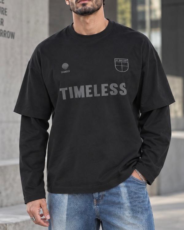 LAYERED GRAPHIC LONG-SLEEVE T-SHIRT – BLACK