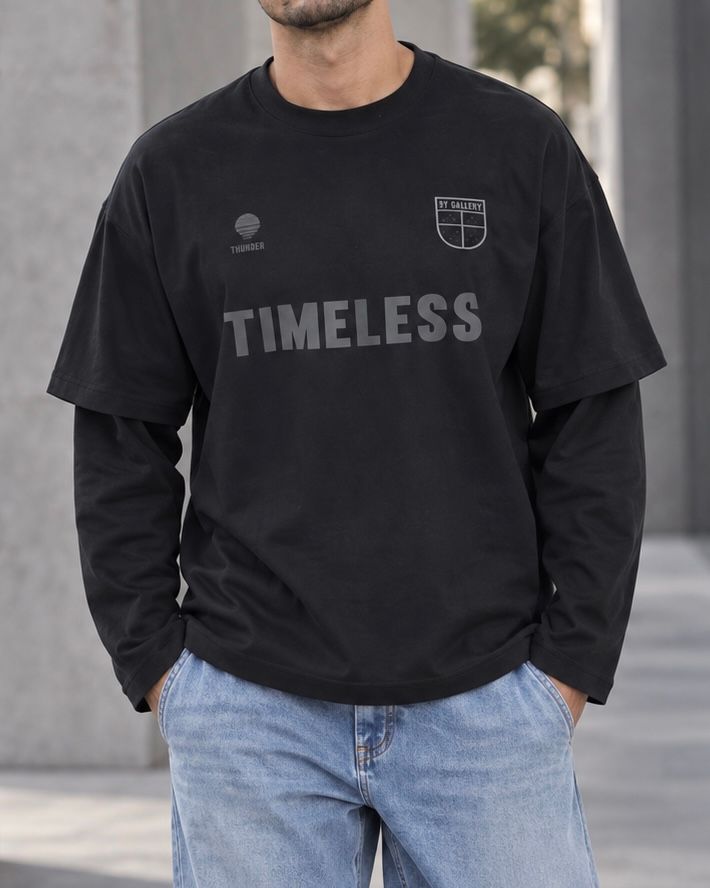 LAYERED GRAPHIC LONG-SLEEVE T-SHIRT – BLACK gallery.thumbnail 2