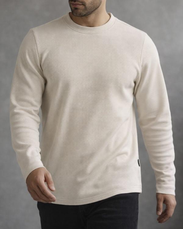Essential Waffle Long Sleeve Top - Beige