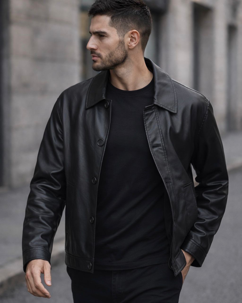 Modern Edge Leather Jacket – Black gallery.thumbnail 1