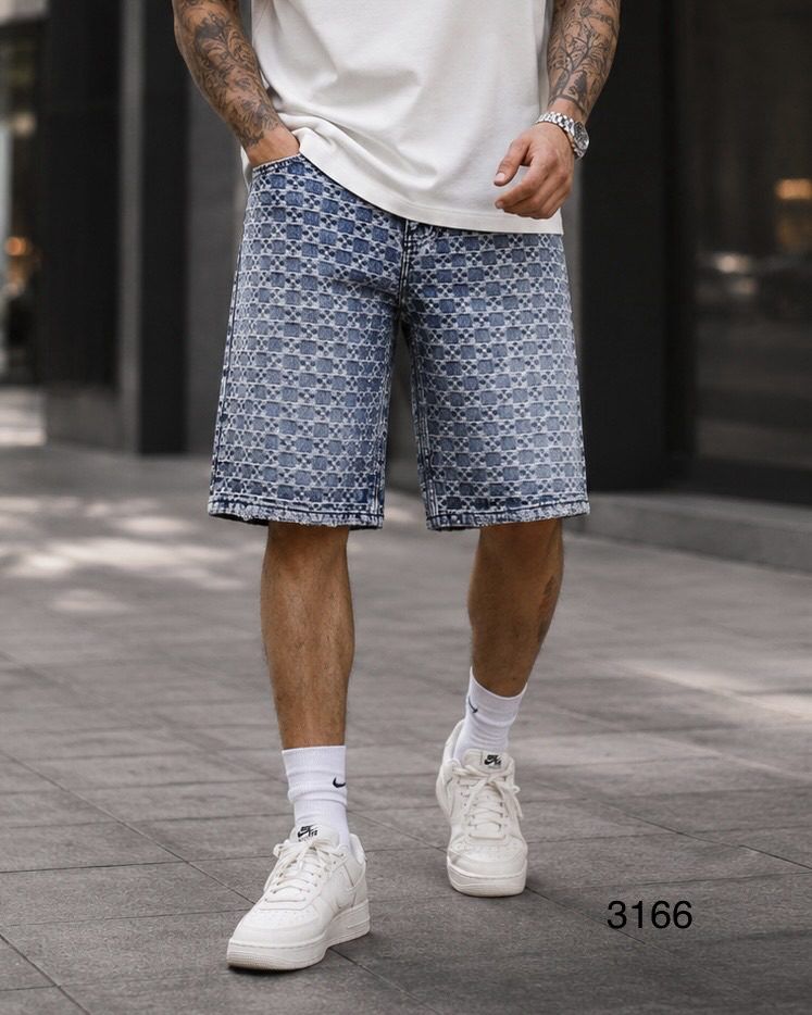 Pattern Denim Shorts gallery.thumbnail 1