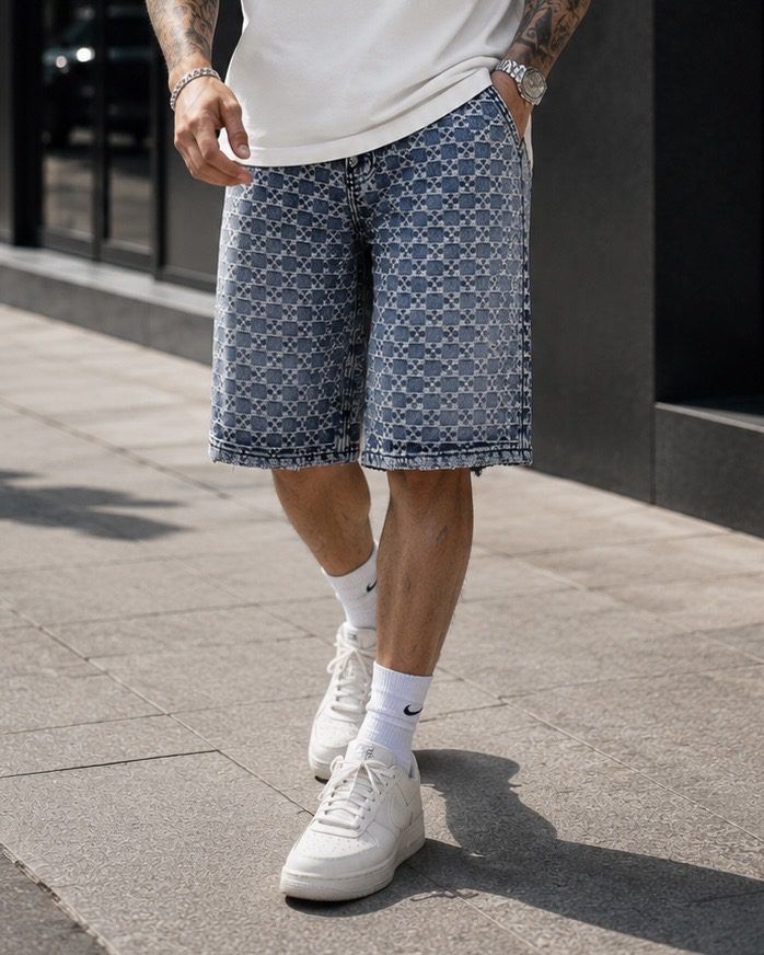 Pattern Denim Shorts gallery.thumbnail 2
