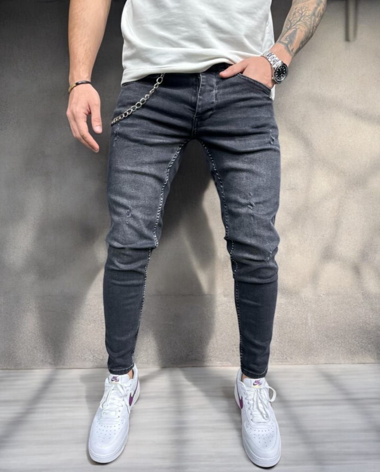 Washed Charcoal Skinny Jeans gallery.thumbnail 1